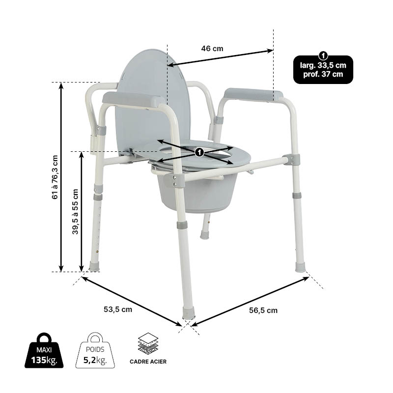 Cadre de toilettes pliant Groenland – Image 7