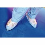 Sur-chaussure blanche avec semelle pe bleue