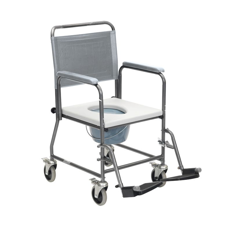 Fauteuil de toilettes à roulettes noir – Image 2