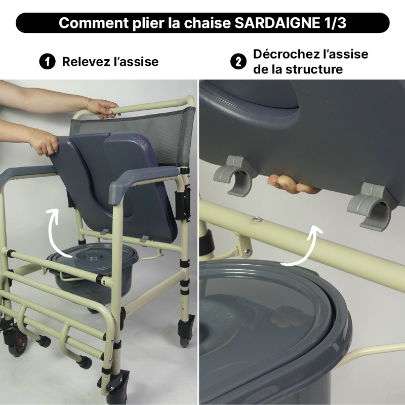 Fauteuil de toilettes mobile Sardaigne – Image 9