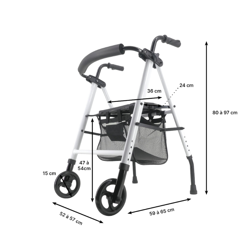 Rollator Neo Classic - Blanc nacré - Seconde vie – Image 2