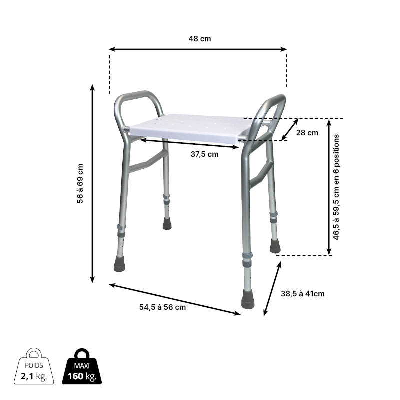 Tabouret de douche Djerba avec accoudoirs – Image 2